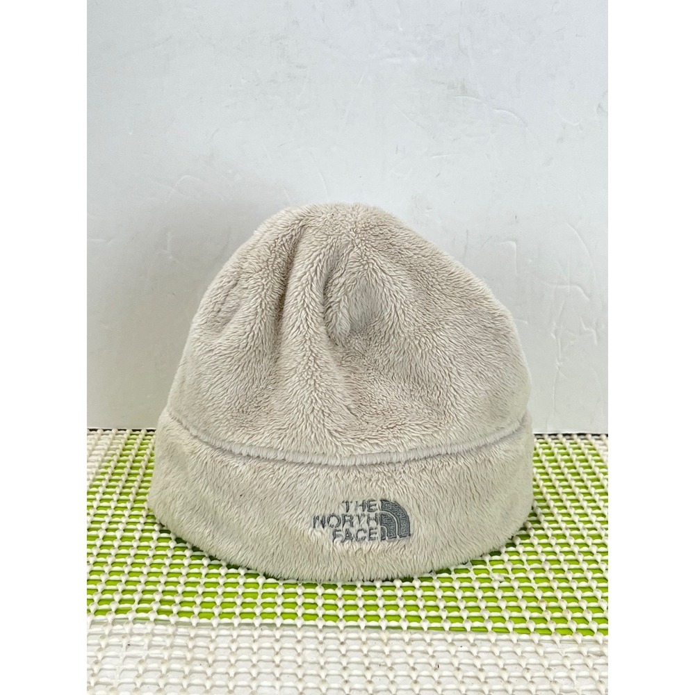 The North Face Girls Osito Fleece Beanie Hat Cream White One Size NF00A6W2 EUC